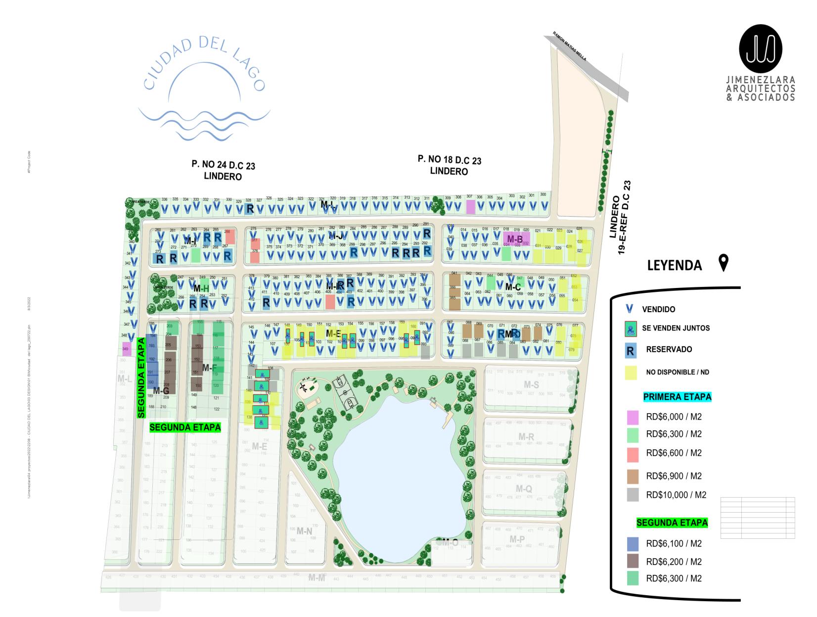 Áreas verdes y lago en Ciudad del Lago